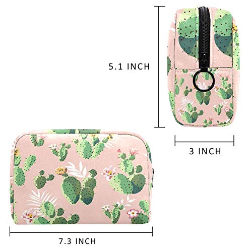 Bolsa de maquillaje de cactus Oxford Bolsa de cosméticos para mujeres Bolsa de maquillaje con cremallera negra Bolsa de aseo portátil de viaje