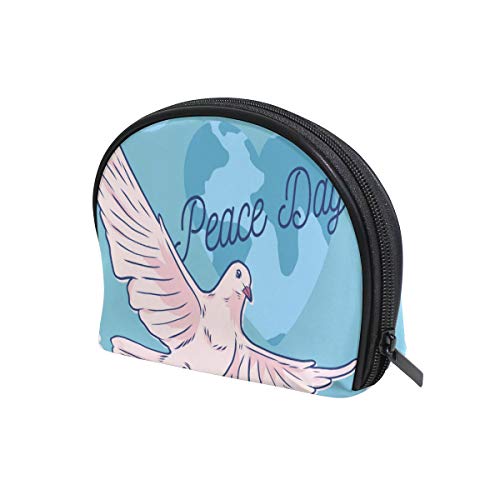 Bolsa de maquillaje en forma de concha de mar con diseño de paloma blanca