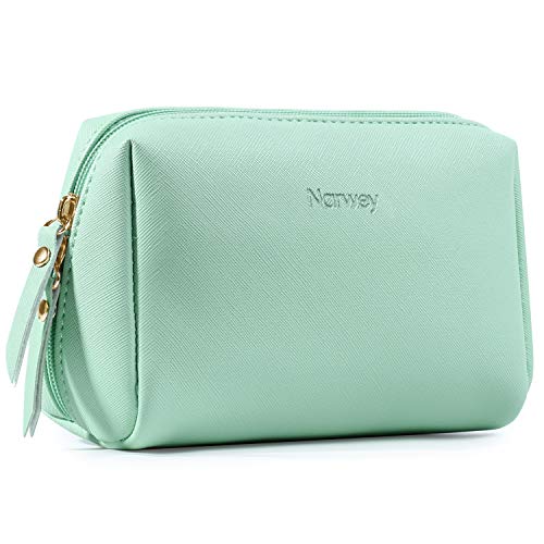 Bolsa de maquillaje pequeña para bolso de viaje de maquillaje, mini bolsa de cosméticos para mujeres y niñas verde verde menta S