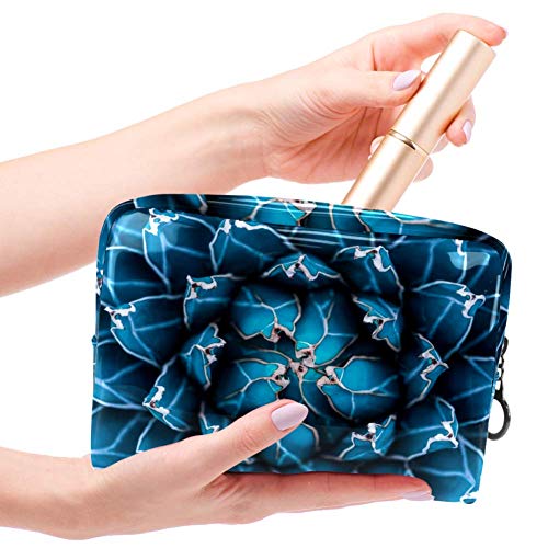 Bolsa de maquillaje portátil con cremallera bolsa de aseo de viaje para las mujeres práctico almacenamiento cosmético agave cactus abstracto natural