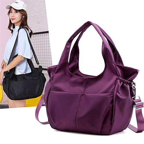 Bolso Bandolera Mujeres, Popoti Bolsas de Hombro Mano Impermeable Nylon Totalizador del Monedero Mochila Escolar Portátil Billetera Multifuncional Crossbody Bag (Púrpura)