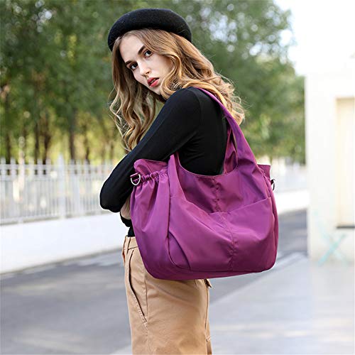 Bolso Bandolera Mujeres, Popoti Bolsas de Hombro Mano Impermeable Nylon Totalizador del Monedero Mochila Escolar Portátil Billetera Multifuncional Crossbody Bag (Púrpura)