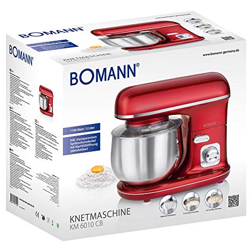 Bomann KM 6010 Batidora Amasadora Repostería, 1100 W, 5 litros, Roja