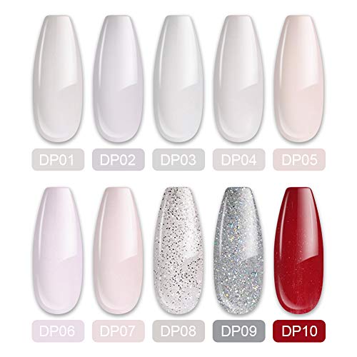 Born Pretty Dipping DIP polvere senza lampada cure nail art per unghie di immersione starter French manicure 10 colori set