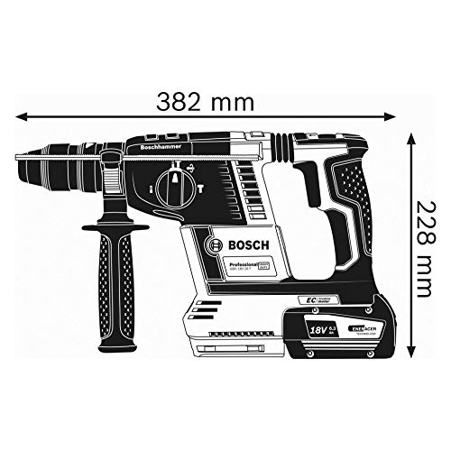 Bosch Professional GBH 18V-26 F Martillo perforador combinado, 2,6 J, diámetro máximo hormigón 26 mm, SDS plus + cilíndrico, sin batería, en caja, Azul, 18 V, 2.6 J