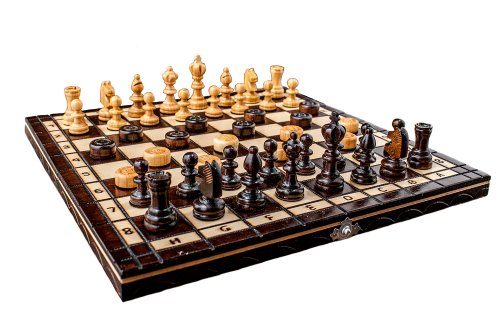 Brand New Hand Crafted Cherry Wooden Chess And Draughts Set 35cm x 35cm