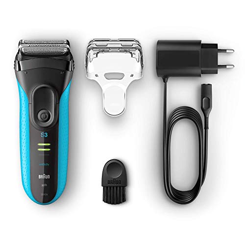 Braun Series 3 ProSkin 3040 s - Afeitadora Eléctrica Hombre, Afeitadora Barba Inalámbrica y Recargable, Wet&Dry, Color Negro y Azul