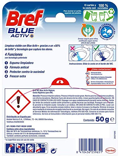 Bref Blue Activ Higiene Cesta Higiénica para WC - Pack de 10 Unidades