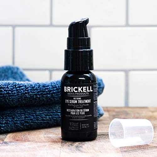 Brickell Men's Restaurating Eye Serum Treatment para Hombres, Suero para Ojos para Arrugas Firmes, Reduce las Ojeras y Promueve la Piel Juvenil 19 ml, Sin Perfume