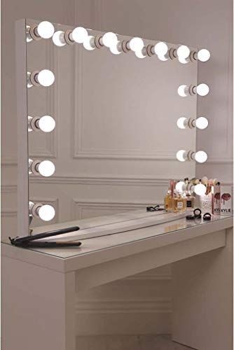 Bright Beauty Anastasia Hollywood Espejo de 80 x 65 cm sin marco, espejo de maquillaje, espejo de maquillaje con iluminación regulable lado blanco