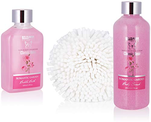 BRUBAKER Cosmetics Set de Baño y Ducha"Classic Rose" - Fragancia de Rosas - Set de Regalo de Belleza de 17 piezas en Caja de Regalo Vintage