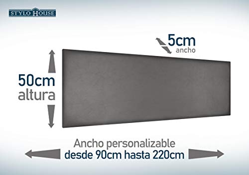 Cabecero de Cama Modelo Paris, en Doble Costura y tapizado en Polipiel Ahazar. Altura 50cm. Pro Elite. Color Beige. para Cama de 180 (Medidas 190x50x5) Pro Elite.