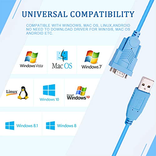 Cable adaptador de puerto serie USB 2.0 a RS232 DB9, compatible con Windows10/8/7, Vista, XP, 2000,98, Linux y Mac OS para telescopios, s y otros dispositivos con puertos serie DB9 con chipset FTDI de