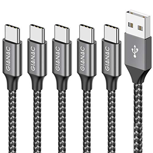 Cable USB Tipo C,5Pack[0.25M 0.5M 1M 2M 3M] 3A Cargador USB Tipo C Nylon Trenzado Cable USB C Carga Rápida y Sincronización de Datos para Samsung Galaxy S10 S9 S8, Huawei P30 P20 P10 Mate10