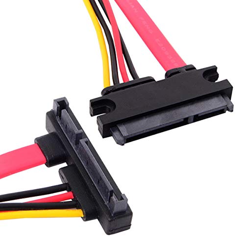 Cablecc - Cable de extensión de alimentación de datos SATA III 3.0, 7+15, 22 pines SATA macho a hembra (30 cm)