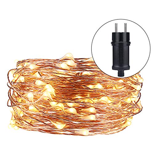 Cadena de Luces LED, ALED LIGHT Guirnalda de Luces de Navidad 20m 200 LED Blanco Cálido Alambre de Cobre Impermeable Luces Arbol Navidad Exterior Decorativas para Fiestas, Jardín, Patio, Boda, Árbol