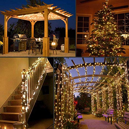 Cadena de Luces LED, ALED LIGHT Guirnalda de Luces de Navidad 20m 200 LED Blanco Cálido Alambre de Cobre Impermeable Luces Arbol Navidad Exterior Decorativas para Fiestas, Jardín, Patio, Boda, Árbol