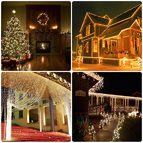 Cadena de Luces LED, ALED LIGHT Guirnalda de Luces de Navidad 20m 200 LED Blanco Cálido Alambre de Cobre Impermeable Luces Arbol Navidad Exterior Decorativas para Fiestas, Jardín, Patio, Boda, Árbol