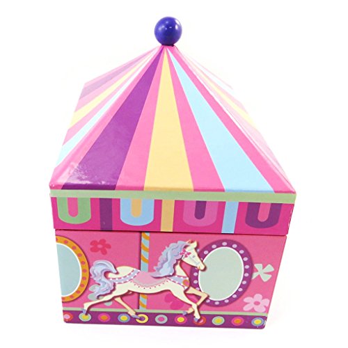 Caja de joyería 'Carrousel'de color rosa multicolor (musical)- 15x13x11 cm.