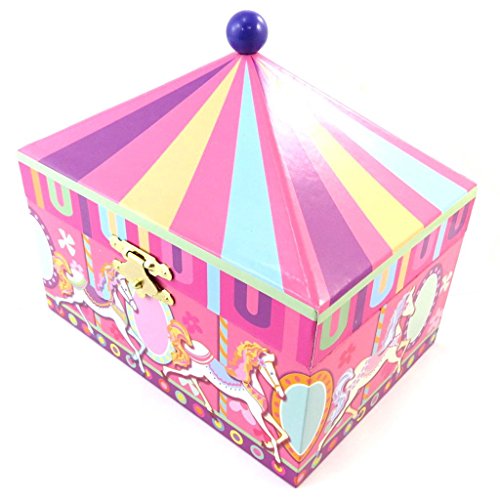 Caja de joyería 'Carrousel'de color rosa multicolor (musical)- 15x13x11 cm.