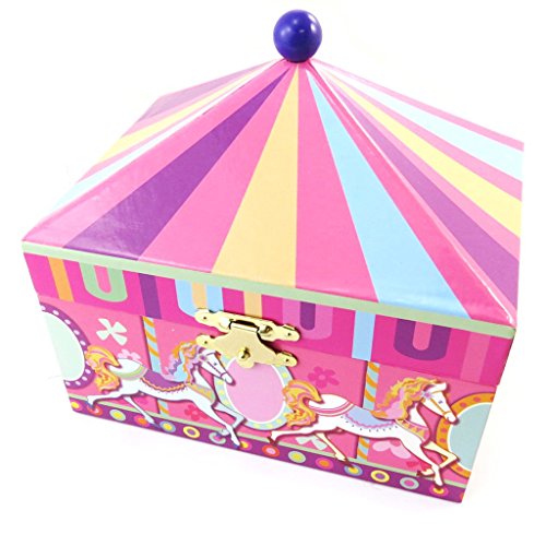 Caja de joyería 'Carrousel'de color rosa multicolor (musical)- 15x13x11 cm.