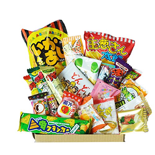 Caja feliz de Dagashi 20pcs ver.2 caramelo japonés Umaibo de la patata de la patata Chip Gumi calamar chocolate con AKIBA KING Etiqueta