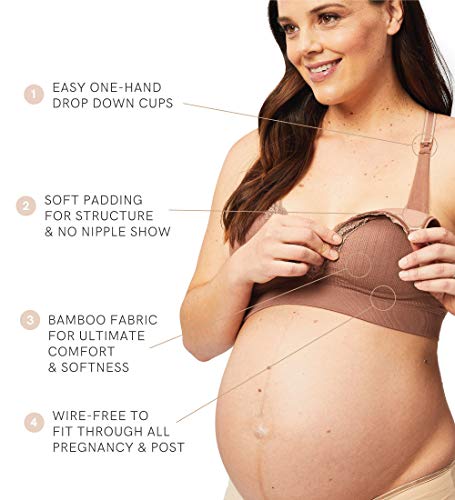 Cake Maternity Tutti Frutti Women's Seamless Wire Free Bamboo Nursing Bra (for Us B-e Cups) Sujetador Plunge, Moca, Small para Mujer