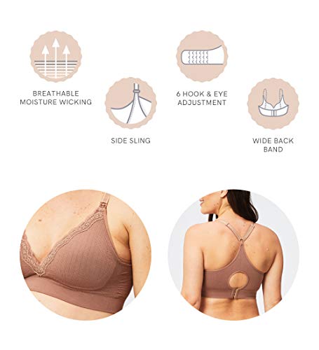 Cake Maternity Tutti Frutti Women's Seamless Wire Free Bamboo Nursing Bra (for Us B-e Cups) Sujetador Plunge, Moca, Small para Mujer