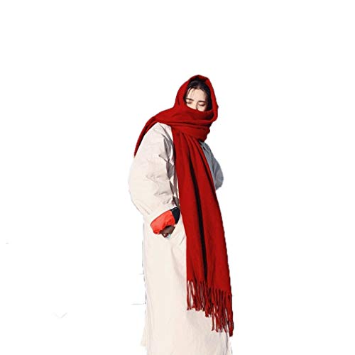 Cálido Moda Bufandas Señoras de la bufanda roja del otoño y del invierno de disparo de viaje nacional del estilo de la borla de la bufanda de primavera y verano de la manera grande mantón caliente Gra