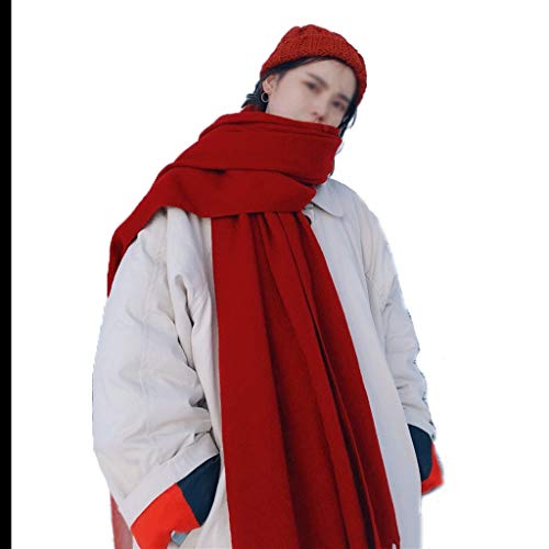 Cálido Moda Bufandas Señoras de la bufanda roja del otoño y del invierno de disparo de viaje nacional del estilo de la borla de la bufanda de primavera y verano de la manera grande mantón caliente Gra