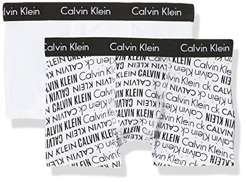 Calvin Klein 2pk Trunk Bóxer, Blanco (White Pr/White 101), 140-152 (Talla del fabricante: 10-12) (Pack de 2) para Niños