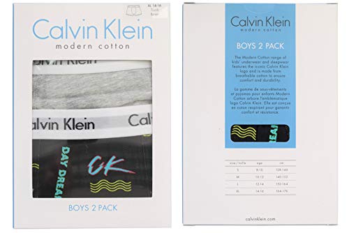 Calvin Klein 2pk Trunks Bañador, Negro (1calvingamesblack/1greyheather 0r8), 14-15 años (Talla del Fabricante: 14-16) para Niños