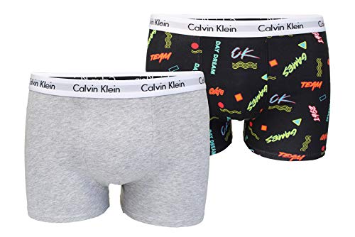 Calvin Klein 2pk Trunks Bañador, Negro (1calvingamesblack/1greyheather 0r8), 14-15 años (Talla del Fabricante: 14-16) para Niños