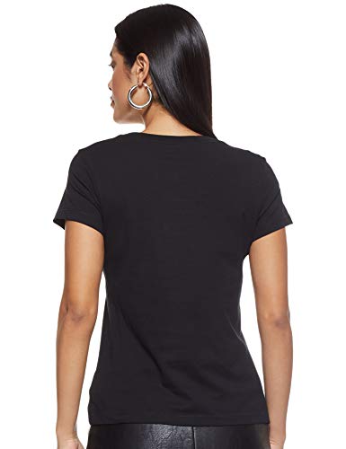 Calvin Klein CK Embroidery Slim tee Camisa, Black, S para Mujer