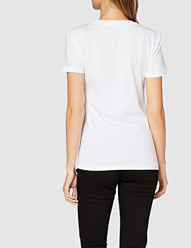 Calvin Klein Iridescent Metallic Logo tee Camisa, White, M para Mujer