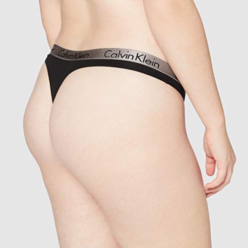 Calvin Klein Radiant Cotton-Thong Tanga, Negro (Black), Medium para Mujer