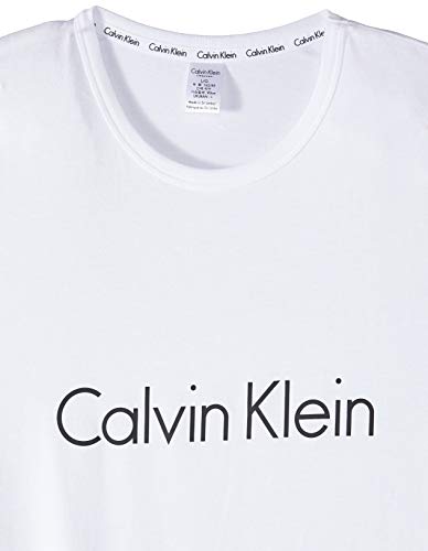 Calvin Klein S/s Crew Neck Top de Pijama, Blanco (White 100), 42 (Talla del Fabricante: Large) para Mujer