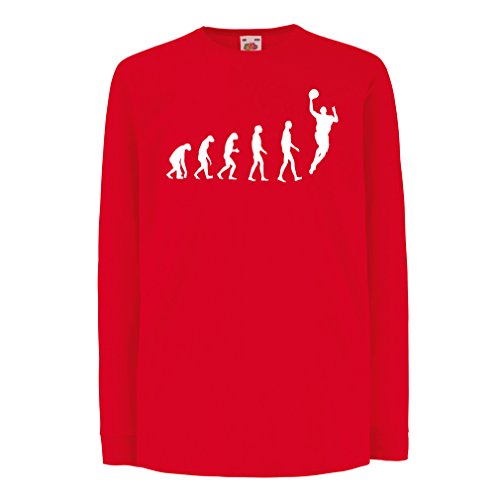 Camisetas de Manga Larga para Niño evolución de Baloncesto - Canasta de la Calle, me Encanta Este Juego, Gran Fan de Regalo (12-13 Years Rojo Blanco)