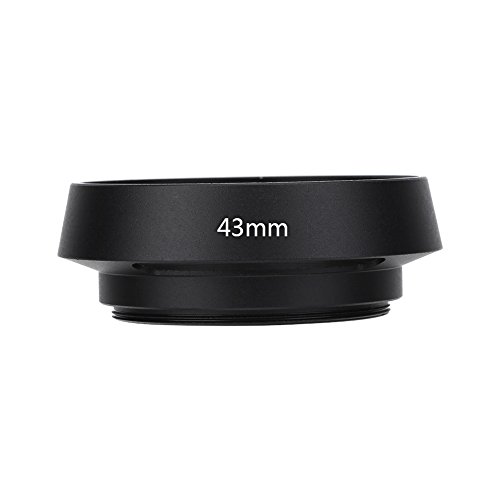 Capucha para Lente de 43 mm, Cubierta para Lente de Metal ventilada con Tapa de Lentes de plástico para Leica, Canon, Nikon Sony, Pentax, etc. (Negro)