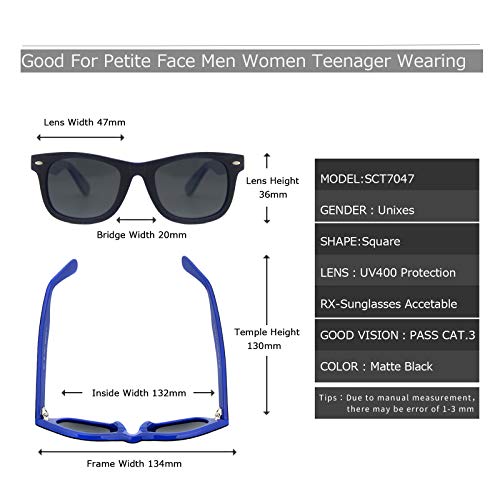 Cara pequeña hombres mujeres adolescente Superficie cepillada Raya de madera Remache clásico Acetato sin deslumbramiento súper moda Gafas de sol de color azul madera