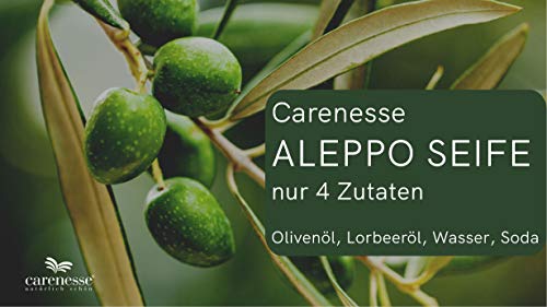 Carenesse Jabón Alepo, 95% de Aceite de Oliva y 5% de Aceite de Laurel, Receta Tradicional, Cortada a Mano, Producto Natural, sin colorante y perfumes Artifical, 100% Vegetal, jabón Natural, 200 g