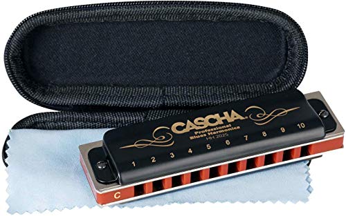 CASCHA HH 2025 - Armónica profesional de blues, en Do mayor con estuche y paño de limpieza