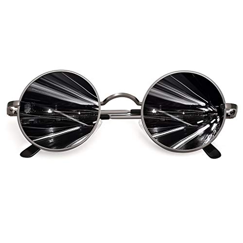 CGID E01 Estilo Vintage Retro Lennon inspirado círculo metálico redondo gafas de sol polarizadas para hombres y mujeres