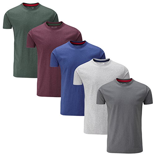 Charles Wilson Paquete 5 Camisetas Cuello Redondo Lisas (X-Large, Mixed Melange)