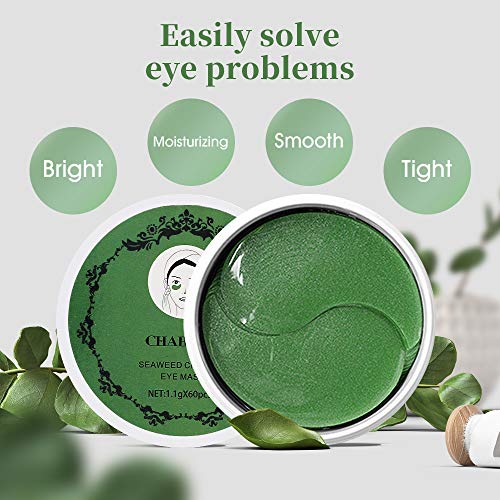 Charmss Máscara para los ojos, Máscara para ojos de colágeno, Máscaras antiarrugas para los ojos, Oro Almohadillas para los ojos Anti-envejecimiento, Reduce las bolsas bajo los ojos.(60Pcs) (verde)