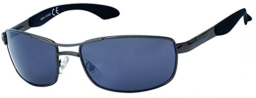 Chic-Net Gafas de Sol Hombres Aviador Gris de Encaje 400UV teñido Correa Ondulada de Color Gris Oscuro