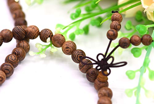 ChicJ&Y 108 Cuentas de Oración Pulsera Mala, Madera Natural Budista Tibetano Buda Meditación Collar Mala Pulsera