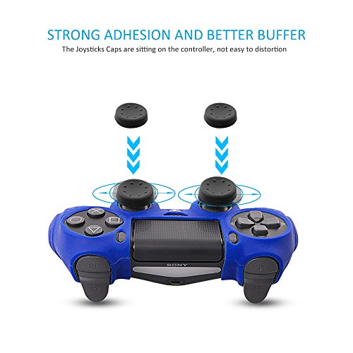 CHIN FAI PS4 Funda para Cubrir el Mando de PS4 con 4 Grips para Pulgares, Funda Antideslizante de Silicona, Carcasa Protectora para Mando de Sony PS4 / Slim/Pro