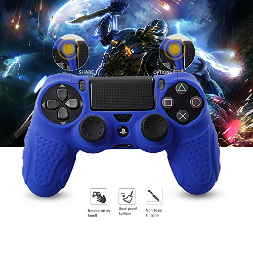 CHIN FAI PS4 Funda para Cubrir el Mando de PS4 con 4 Grips para Pulgares, Funda Antideslizante de Silicona, Carcasa Protectora para Mando de Sony PS4 / Slim/Pro