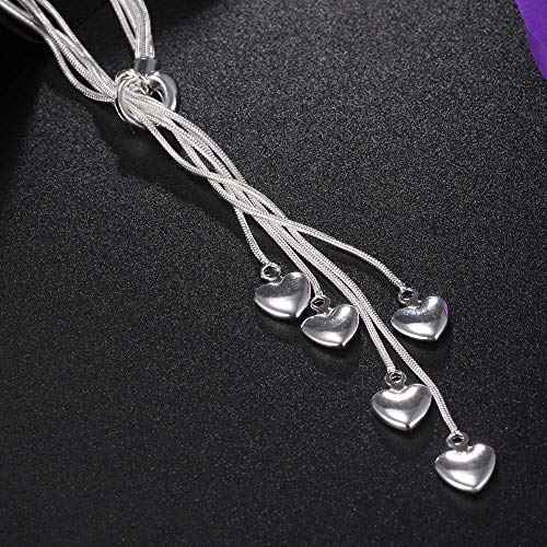 CHOUCHOU Colgante Pendientes Significado Forma de corazón de Las Mujeres Collar de Plata Colgante Plateado Plata del Dulce 45 CM DE Amor